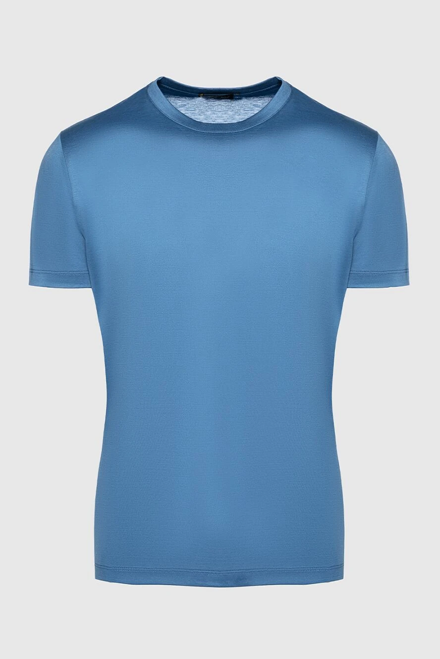 Cesare di Napoli man blue cotton t-shirt for men купить с ценами и фото 155383 - photo 1