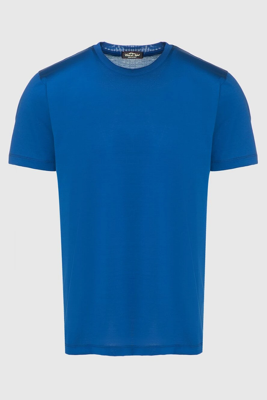 Cesare di Napoli man cotton t-shirt blue for men купить с ценами и фото 155385 - photo 1