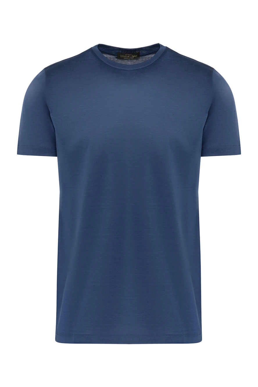 Cesare di Napoli man cotton t-shirt blue for men купить с ценами и фото 155389 - photo 1