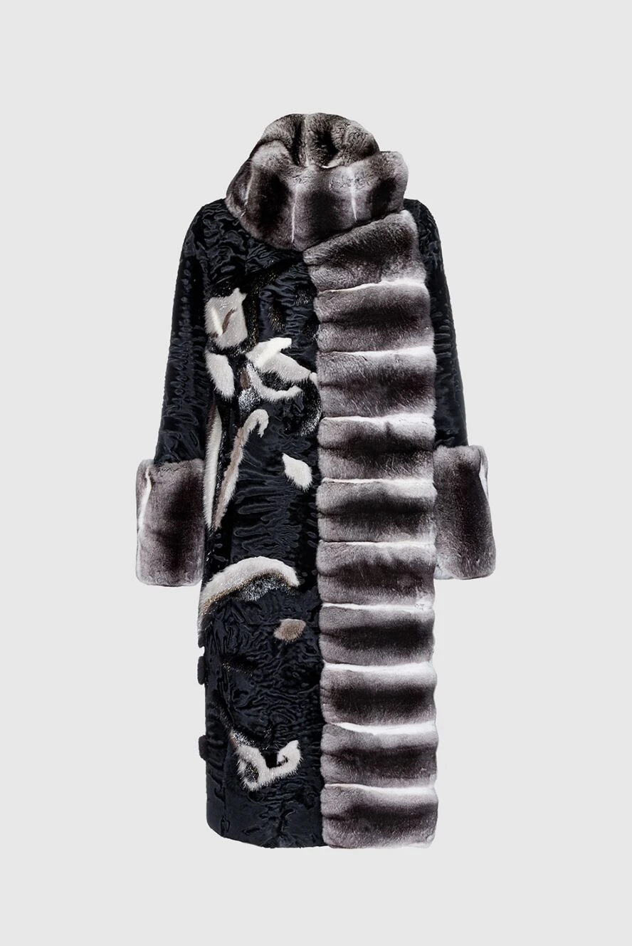 Fabio Gavazzi woman fur coat fromswakara and chinchilla furs black women's купить с ценами и фото 155403 - photo 1