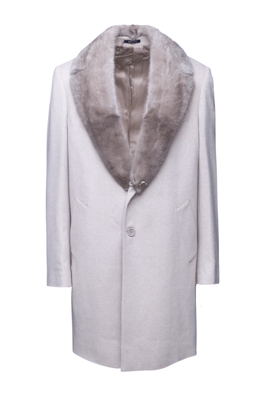 Cesare di Napoli man white cashmere and mink coat for men купить с ценами и фото 155511 - photo 1