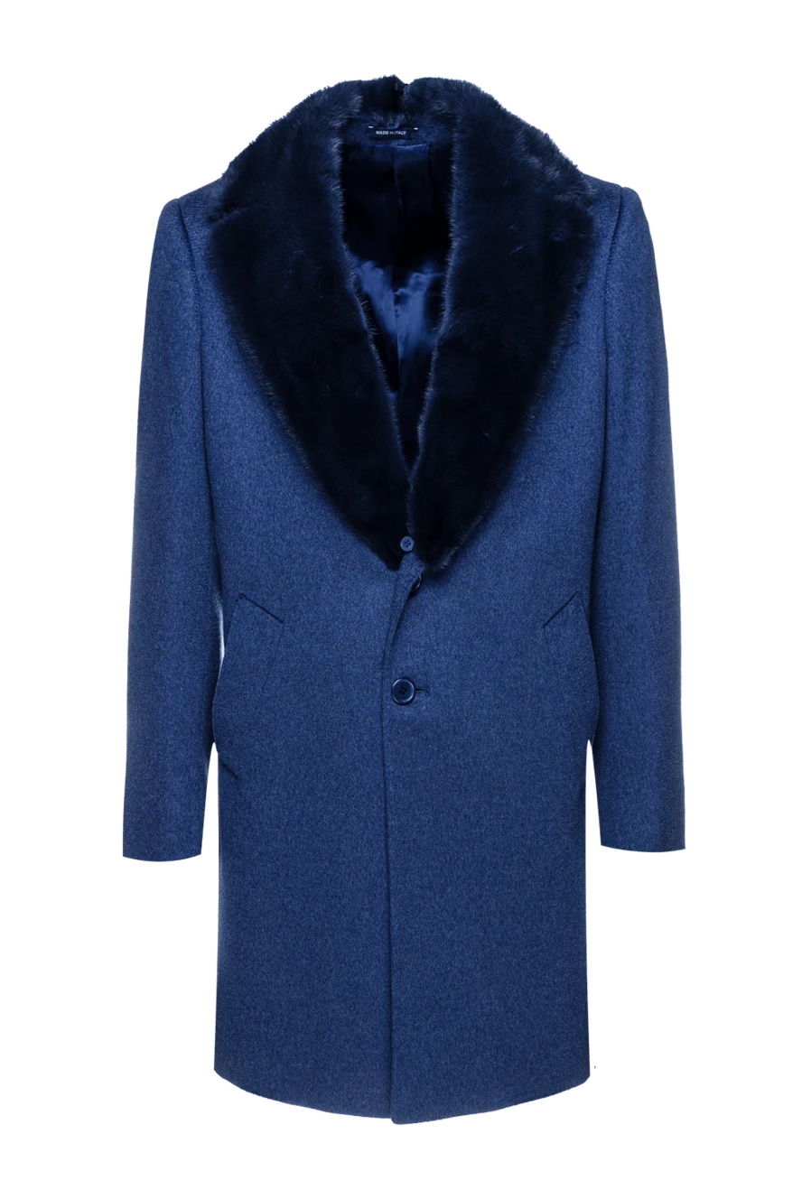 Cesare di Napoli man blue cashmere and mink coat for men купить с ценами и фото 155512 - photo 1