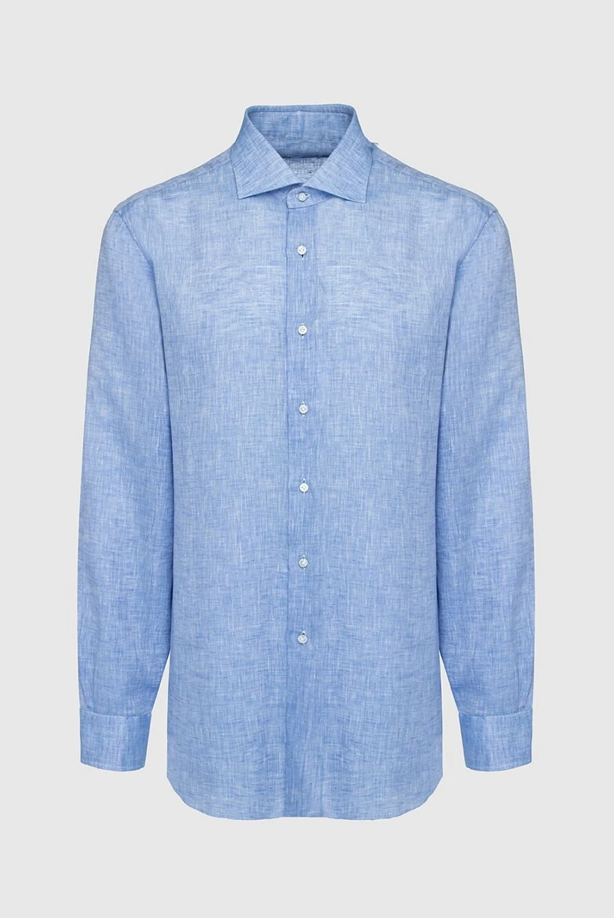 Barba Napoli man men's blue linen shirt купить с ценами и фото 155590 - photo 1