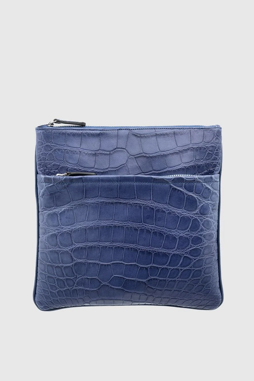 Cesare di Napoli man blue crocodile leather shoulder bag for men купить с ценами и фото 155681 - photo 1