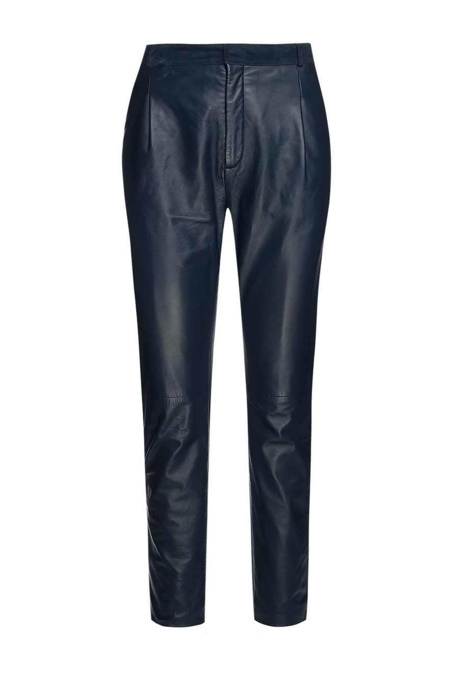 Cesare di Napoli woman black leather trousers for women купить с ценами и фото 155685 - photo 1