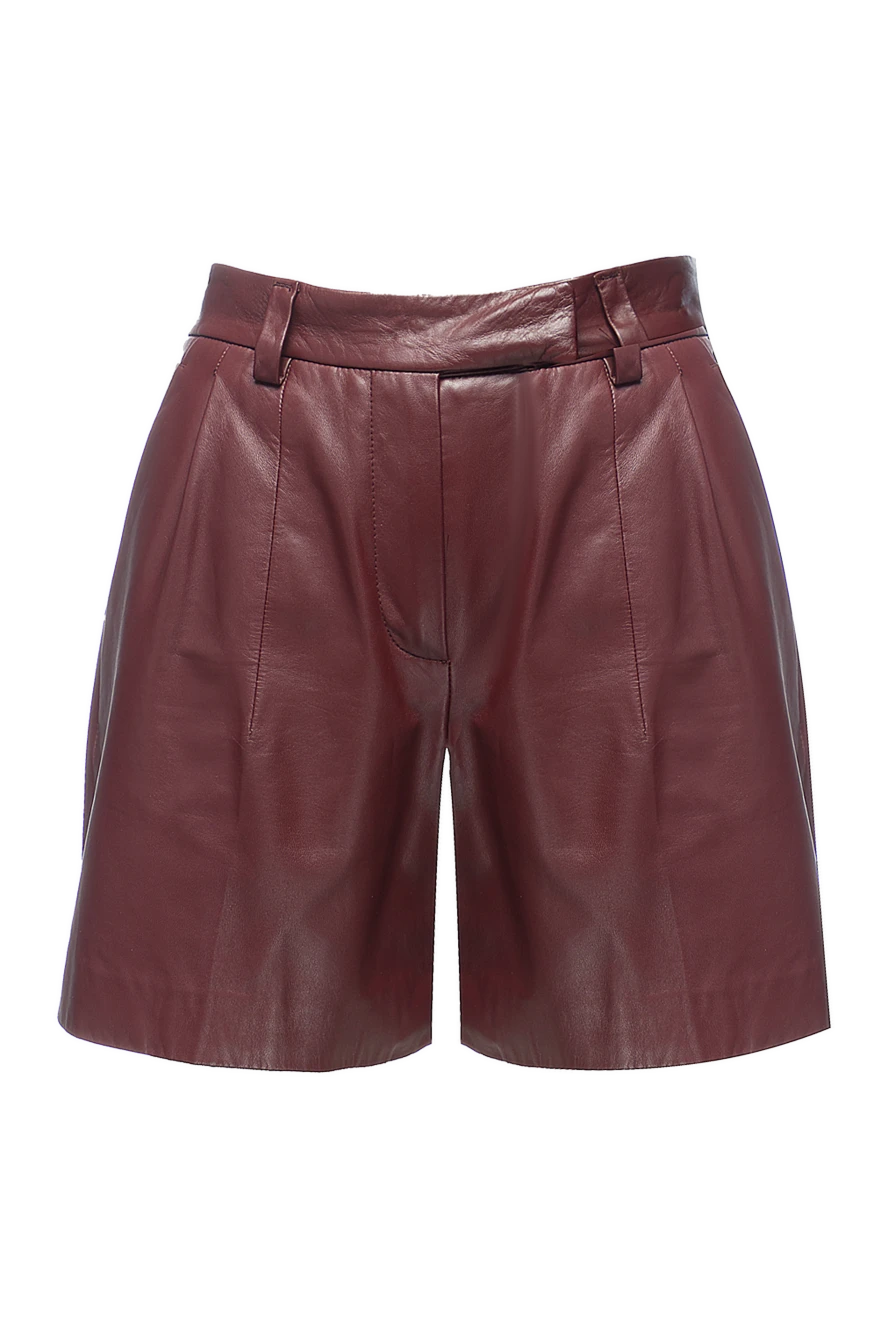 Brunello Cucinelli woman burgundy leather shorts for women купить с ценами и фото 155687 - photo 1