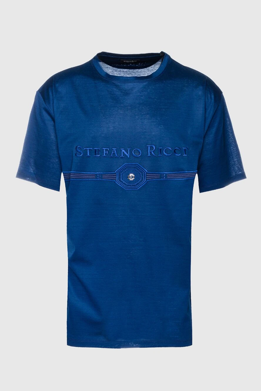Stefano Ricci футболка из хлопка синяя мужская 155773 - фото 1