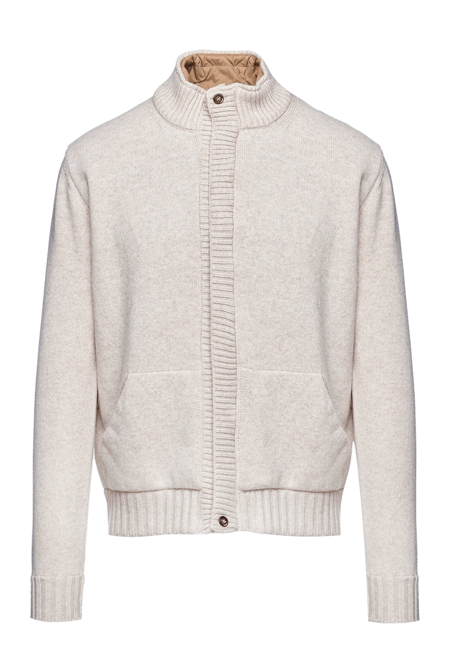 Cesare di Napoli man men's wool cardigan, beige купить с ценами и фото 155781 - photo 1