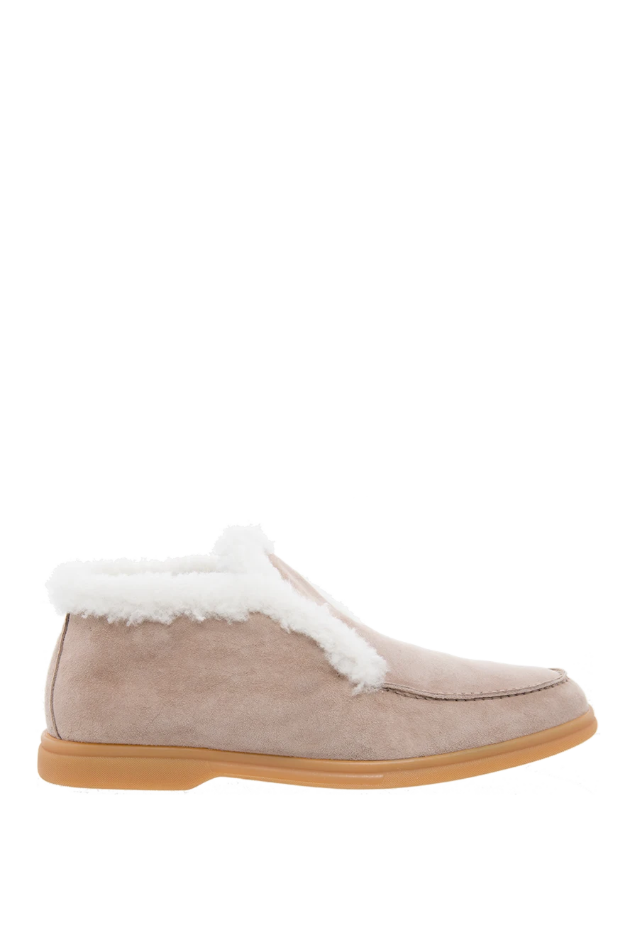 Cesare di Napoli woman beige suede and fur loafers for women купить с ценами и фото 156054 - photo 1