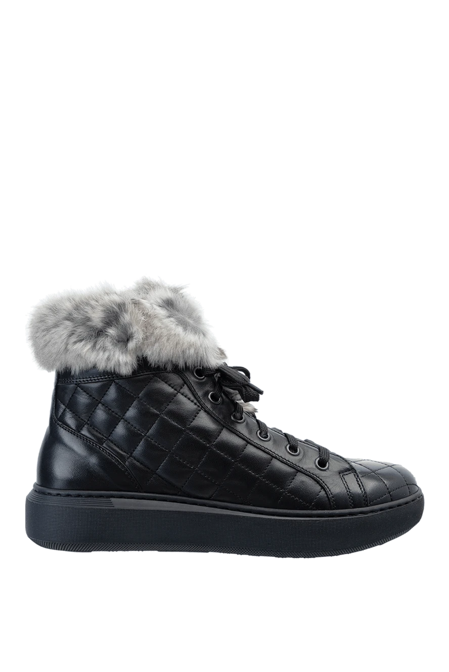 Cesare di Napoli woman black leather and fur sneakers for women купить с ценами и фото 156064 - photo 1