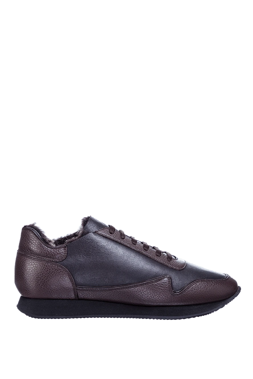 Cesare di Napoli man brown leather sneakers for men купить с ценами и фото 156067 - photo 1