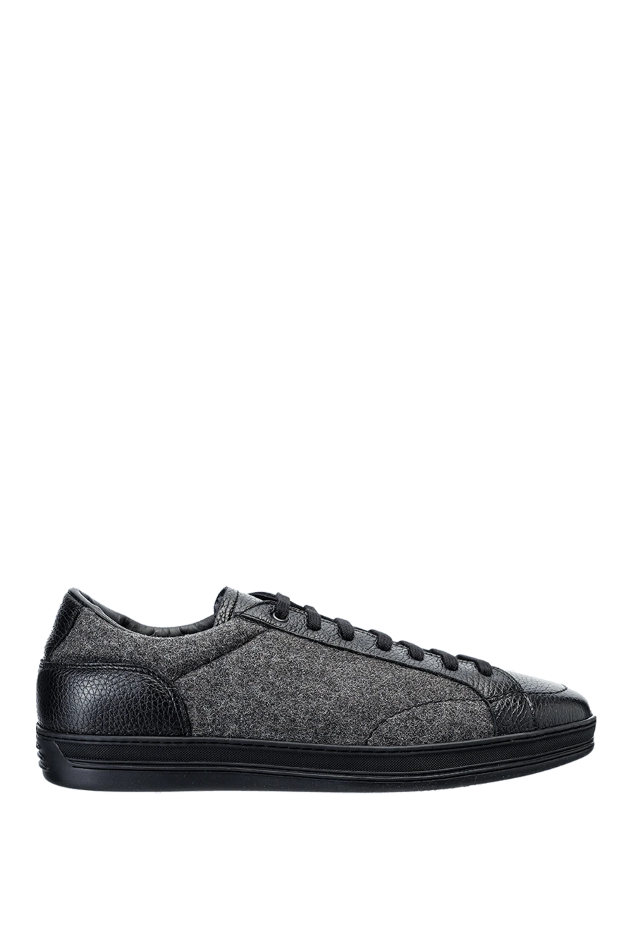 Doucal`s man gray leather and textile sneakers for men купить с ценами и фото 156197 - photo 1