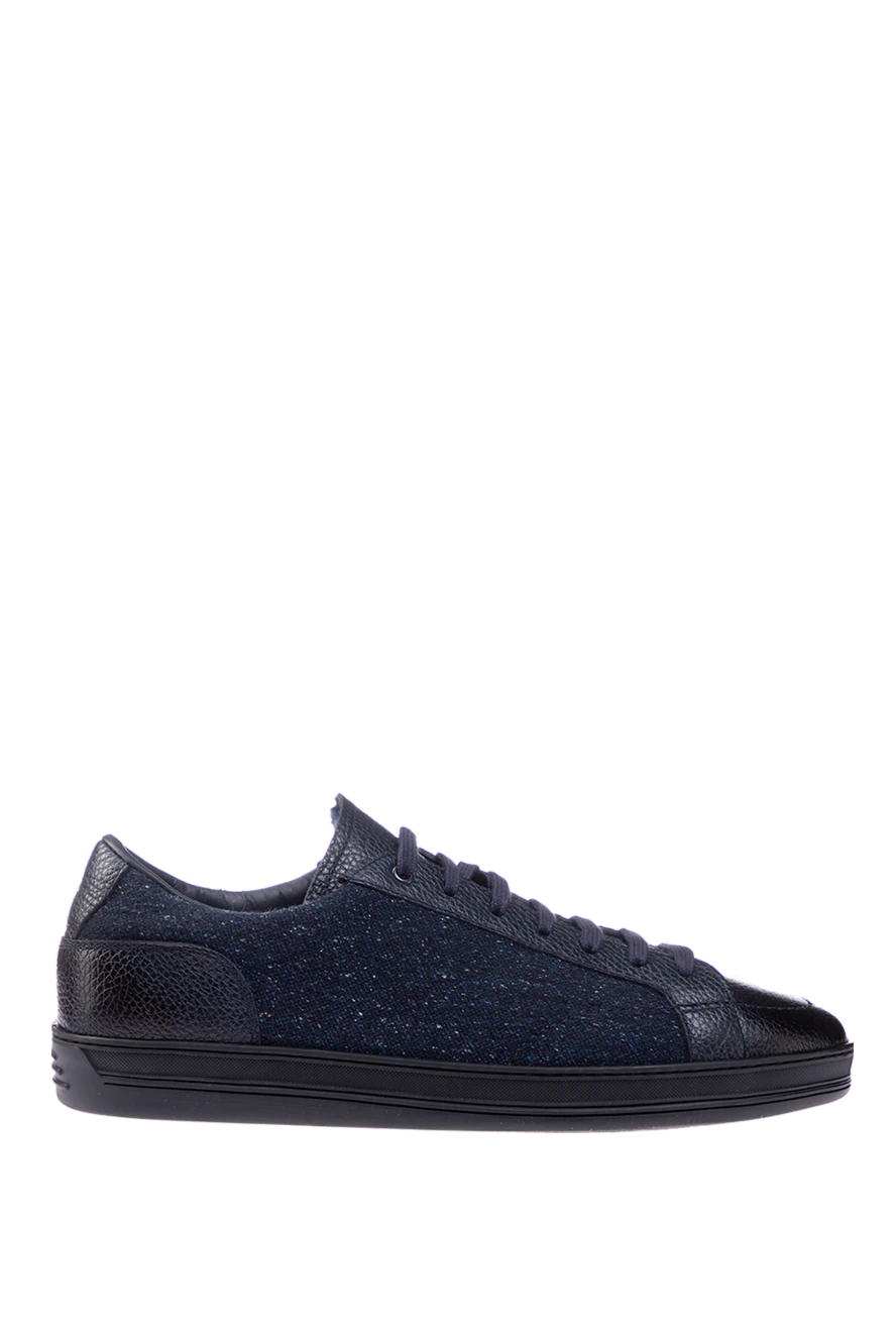 Doucal`s man sneakers in leather and textile blue for men купить с ценами и фото 156199 - photo 1