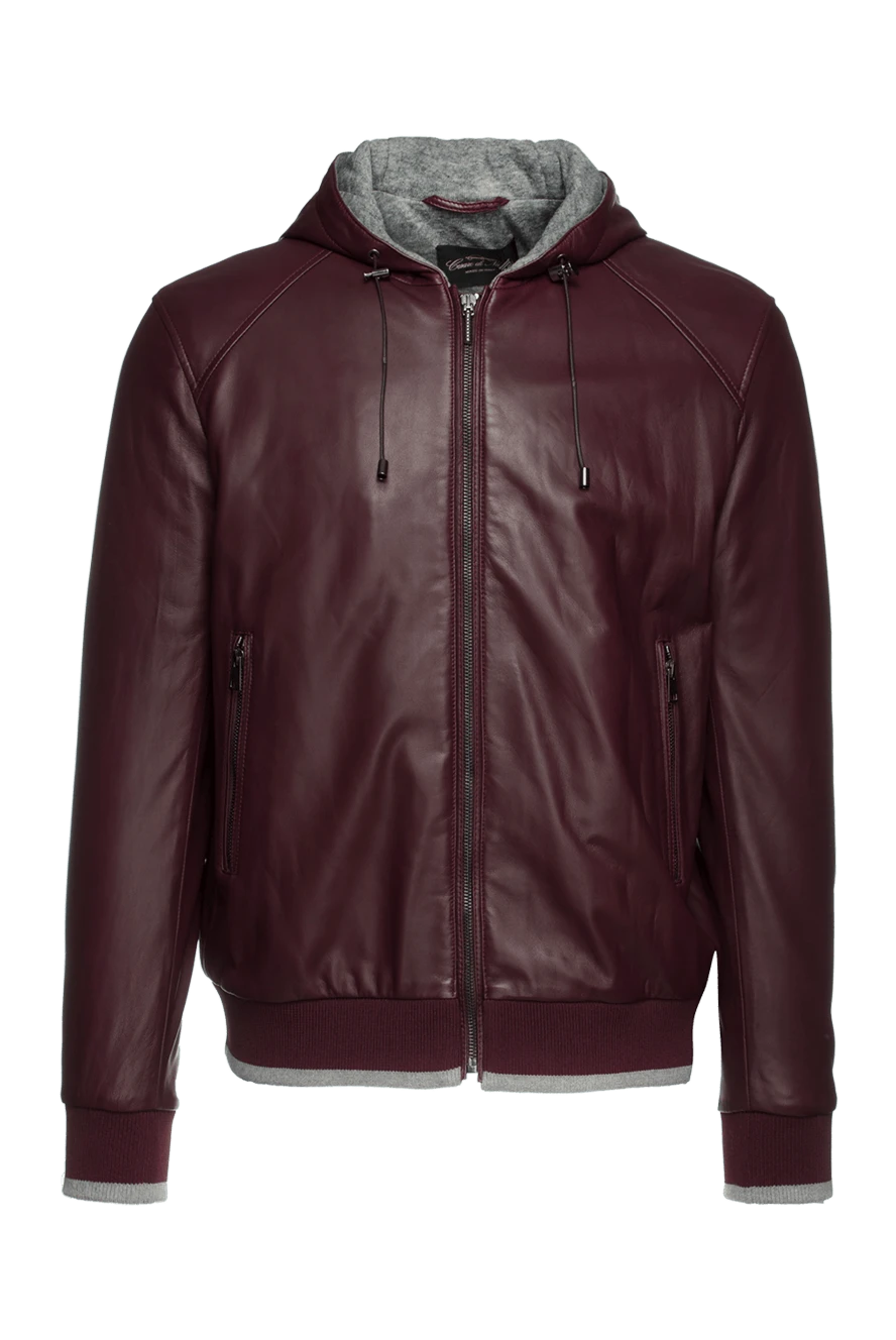 Cesare di Napoli man burgundy leather jacket for men купить с ценами и фото 156221 - photo 1