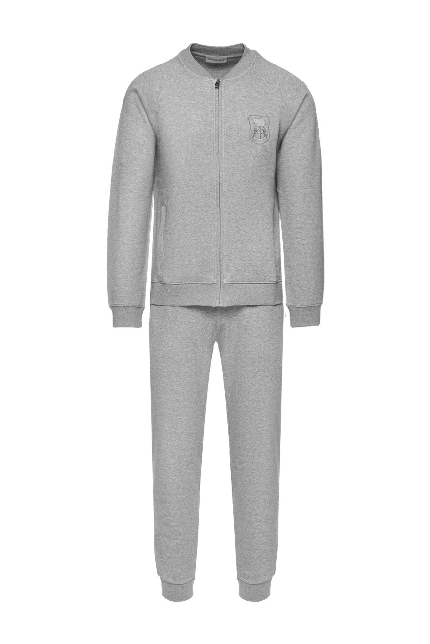 Corneliani костюм спортивный серый с худи-бомбером и вышитым логотипом мужской 156292 - фото 1
