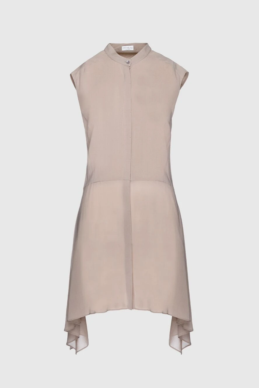 Brunello Cucinelli woman beige silk dress for women купить с ценами и фото 156349 - photo 1