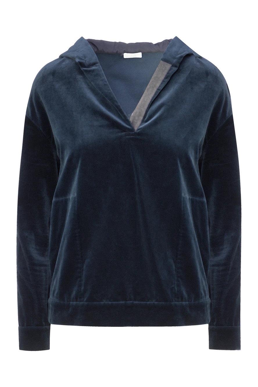 Brunello Cucinelli woman blue cotton hoodie for women купить с ценами и фото 156351 - photo 1