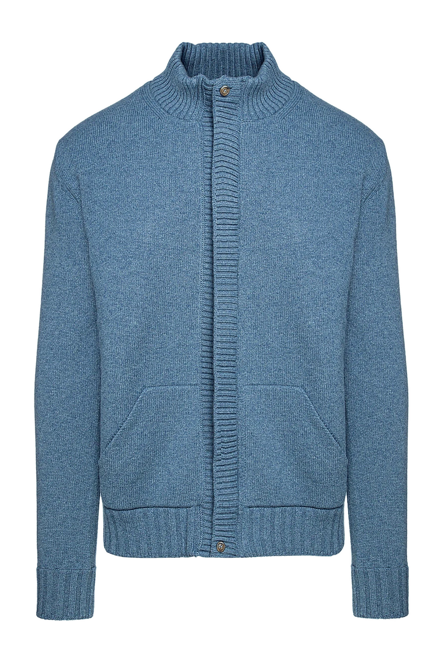 Cesare di Napoli man blue men's wool cardigan купить с ценами и фото 156488 - photo 1