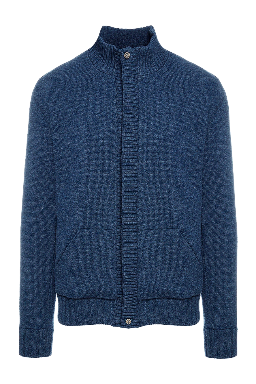 Cesare di Napoli man men's blue wool cardigan купить с ценами и фото 156490 - photo 1