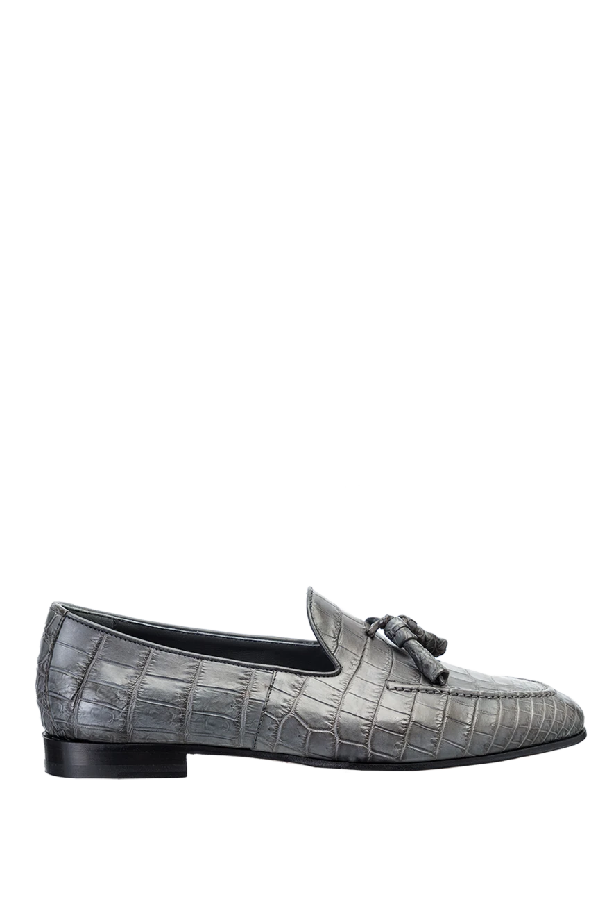 Cesare di Napoli man gray crocodile leather loafers for men купить с ценами и фото 156493 - photo 1