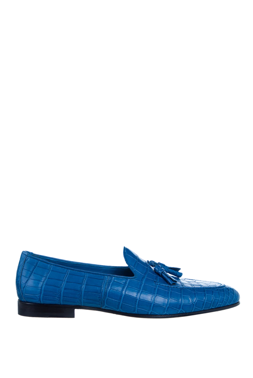 Cesare di Napoli man blue crocodile leather loafers for men купить с ценами и фото 156495 - photo 1