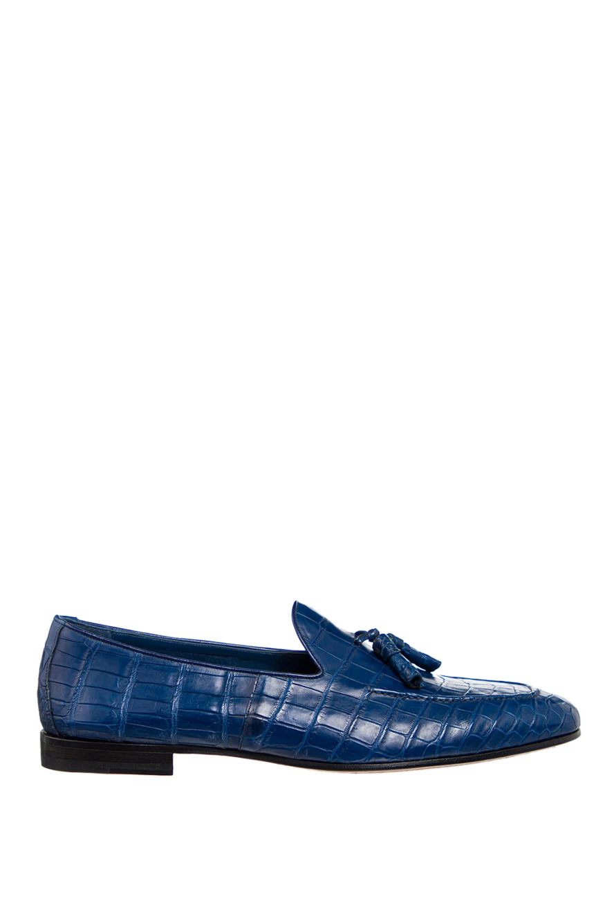 Cesare di Napoli man blue crocodile leather loafers for men купить с ценами и фото 156496 - photo 1