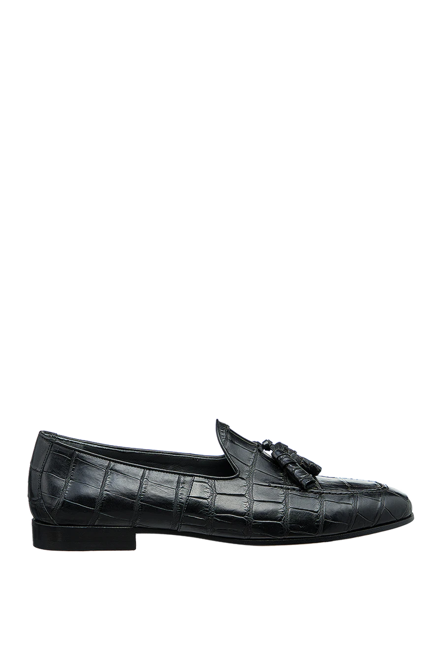 Cesare di Napoli man black alligator loafers for men купить с ценами и фото 156497 - photo 1