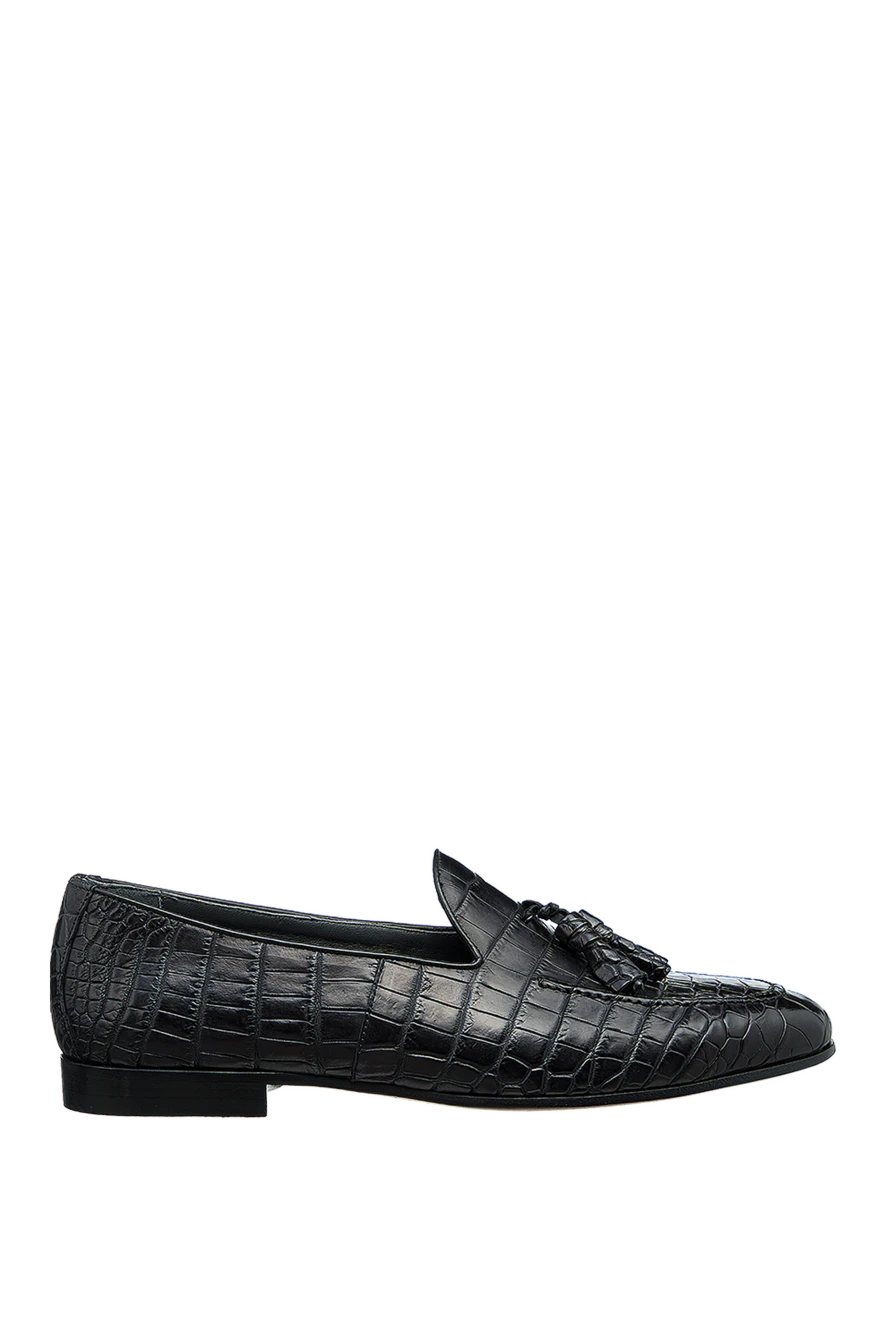 Cesare di Napoli man black crocodile leather loafers for men купить с ценами и фото 156498 - photo 1