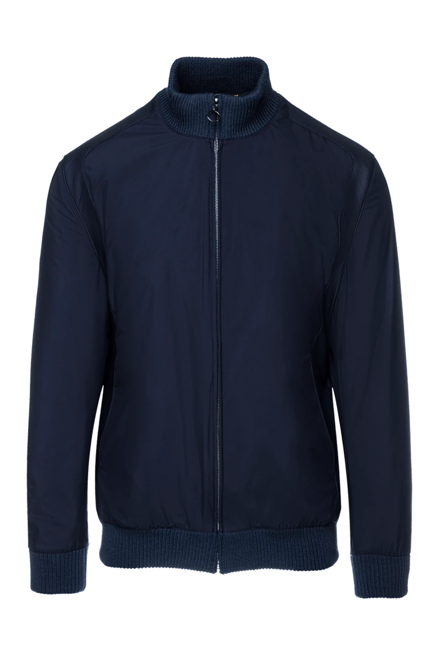 Seraphin куртка синяя кашемировая с эластичными вставками и кожаными элементами мужская 156760 - фото 1