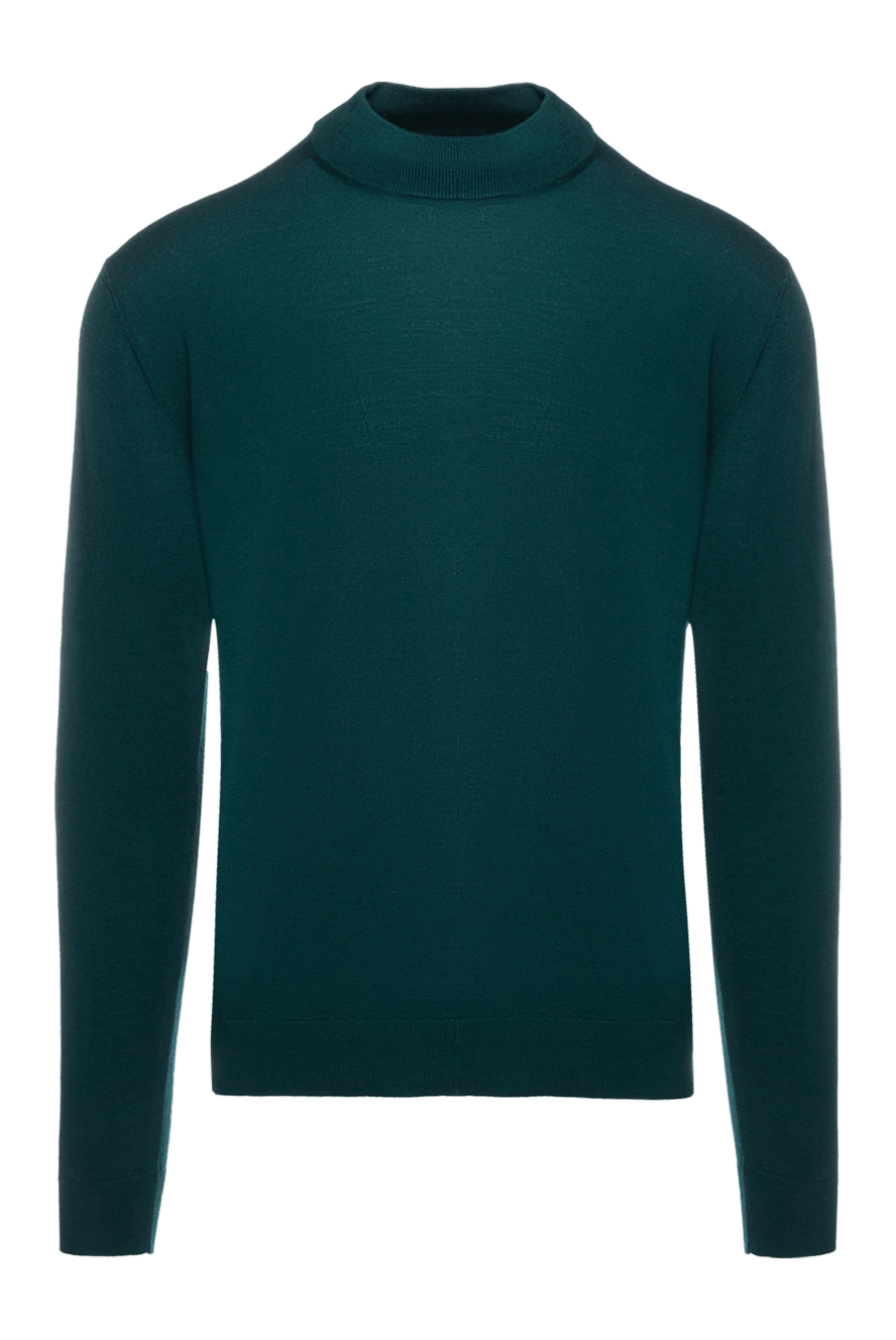 Cesare di Napoli man green wool turtleneck jumper for men купить с ценами и фото 156811 - photo 1