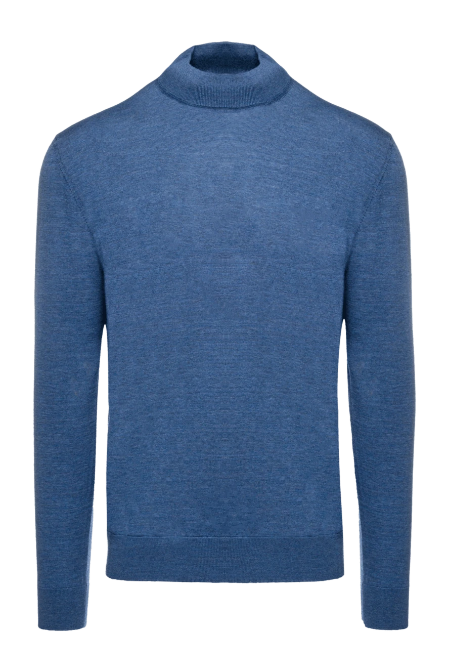 Cesare di Napoli man blue wool turtleneck jumper for men купить с ценами и фото 156815 - photo 1