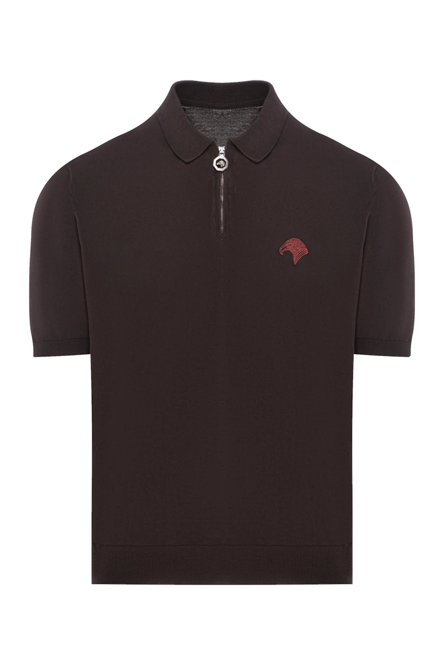 Stefano Ricci коричневое трикотажное поло с молнией и кольцом 156918 - фото 1