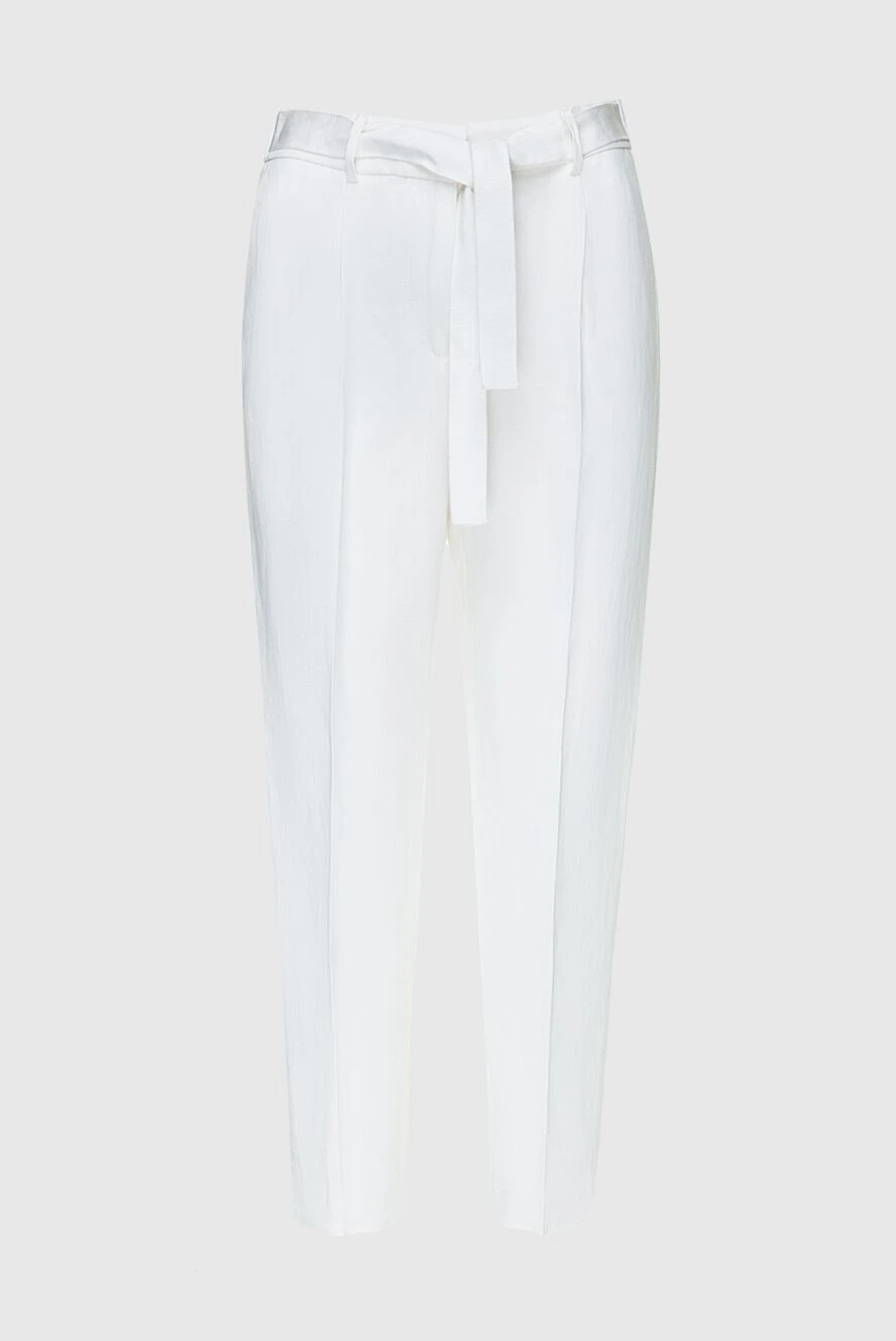 Peserico woman white viscose and linen trousers for women купить с ценами и фото 157126 - photo 1