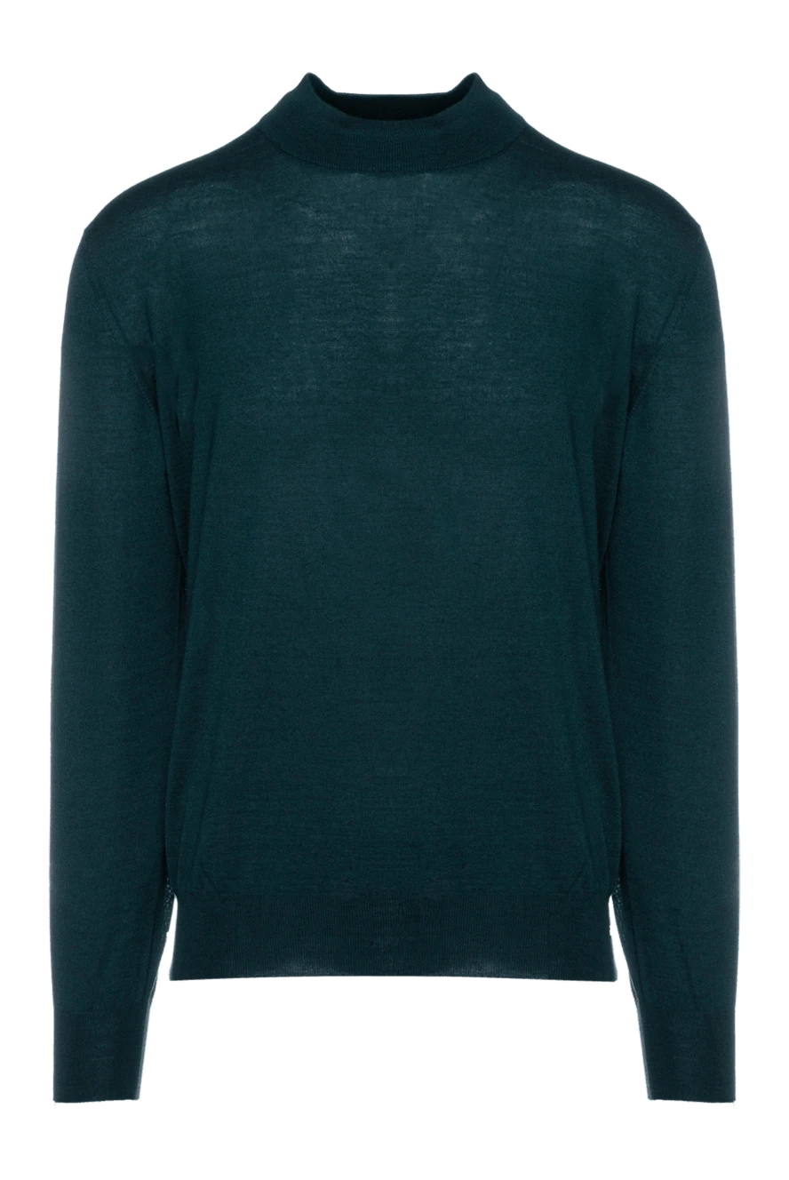 Cesare di Napoli man men's jumper with a high stand-up collar, cashmere and silk, green купить с ценами и фото 157144 - photo 1