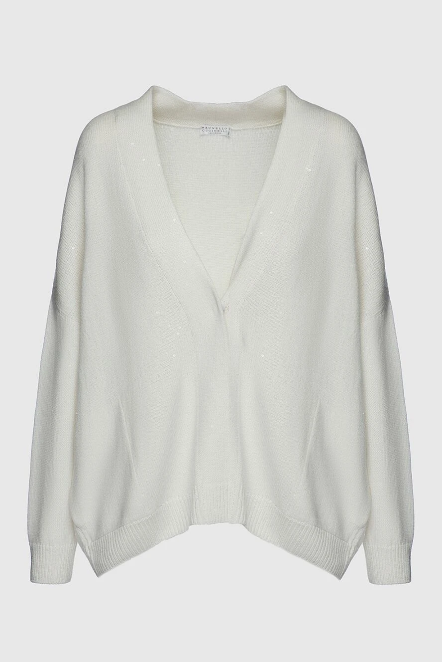 Brunello Cucinelli woman white cashmere and silk cardigan for women купить с ценами и фото 157164 - photo 1