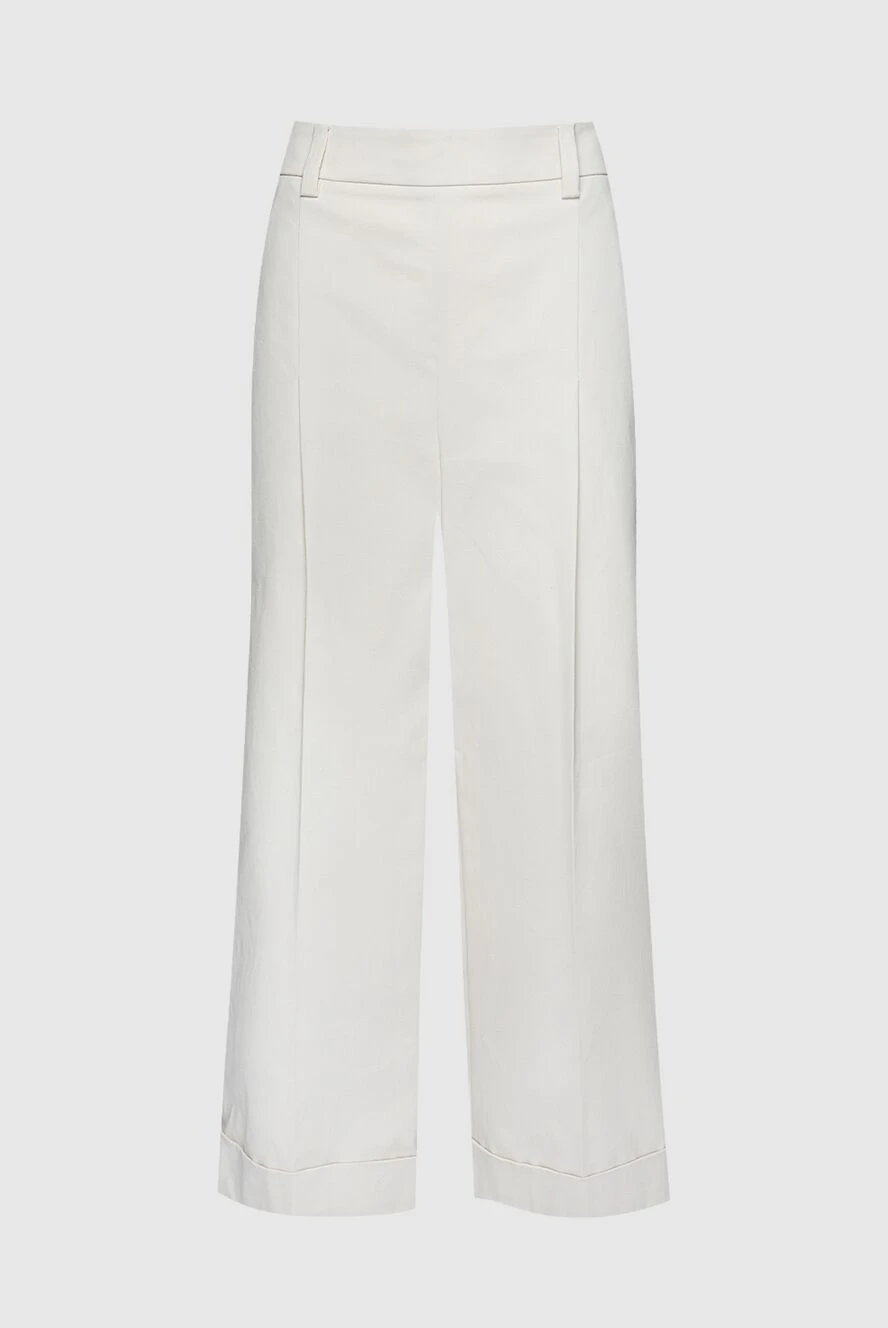 Brunello Cucinelli woman white cotton trousers for women купить с ценами и фото 157182 - photo 1