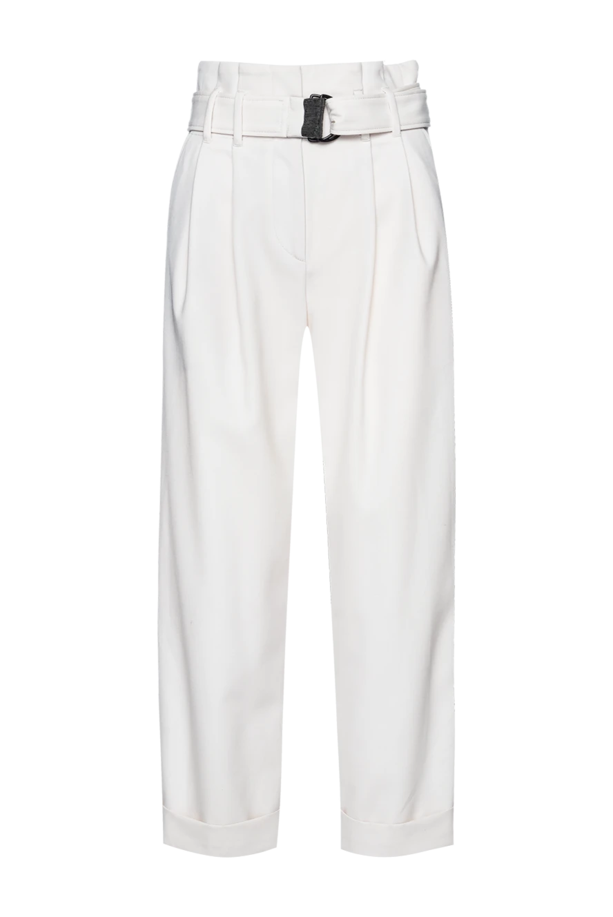 Brunello Cucinelli woman white polyester and viscose trousers for women купить с ценами и фото 157200 - photo 1