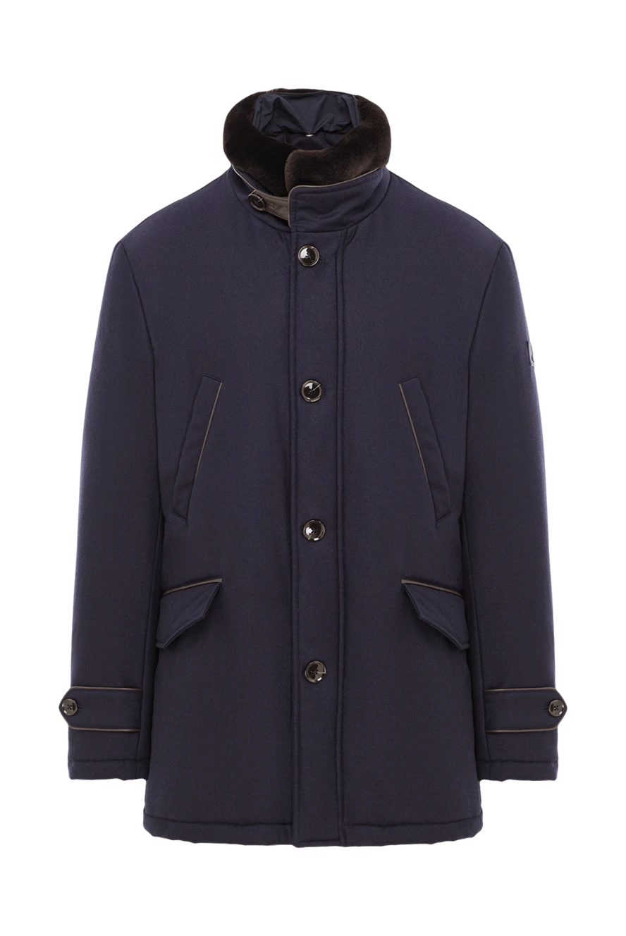 Tombolini куртка-пальто с меховым воротником синяя мужская 157408 - фото 1