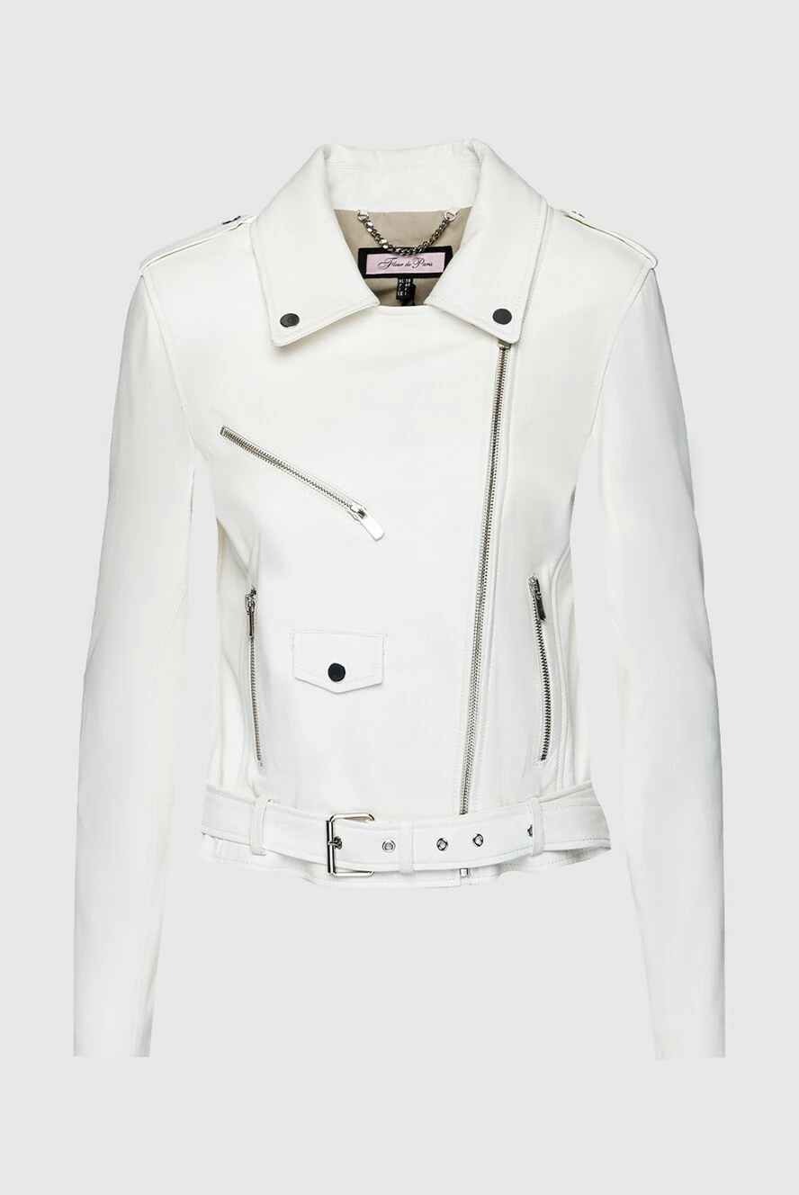 Fleur de Paris woman women's white genuine leather jacket купить с ценами и фото 157412 - photo 1