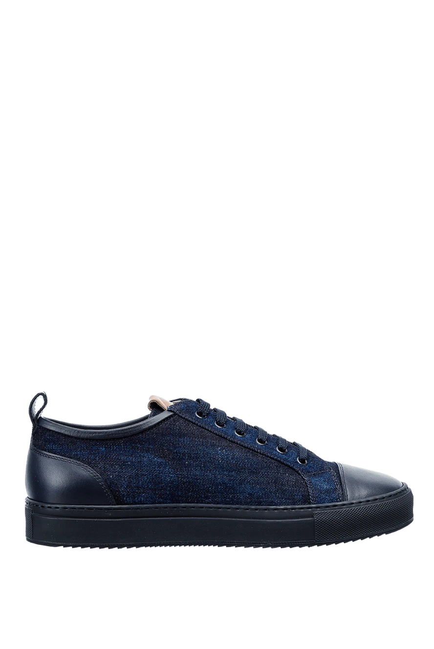 Doucal`s man sneakers in leather and textile blue for men купить с ценами и фото 157604 - photo 1