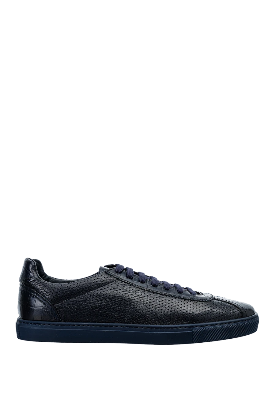 Doucal`s man blue leather sneakers for men купить с ценами и фото 157610 - photo 1