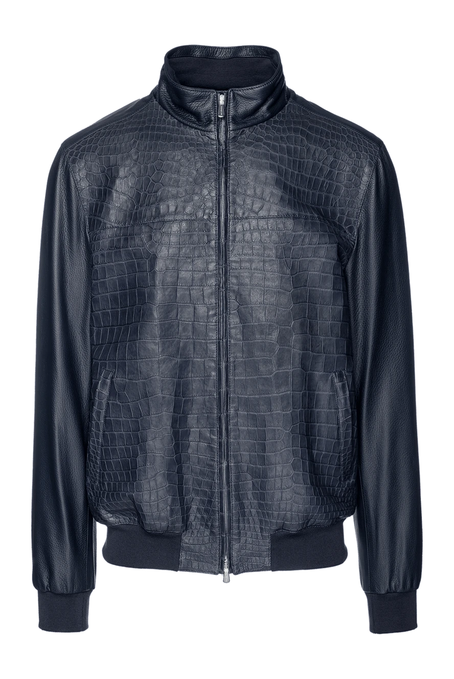 Enrico Mandelli куртка из кожи аллигатора синяя мужская 157618 - фото 1
