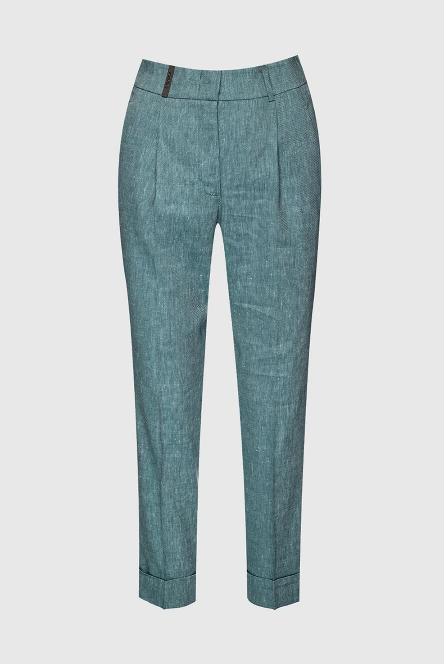 Peserico woman green linen and wool trousers for women купить с ценами и фото 157654 - photo 1