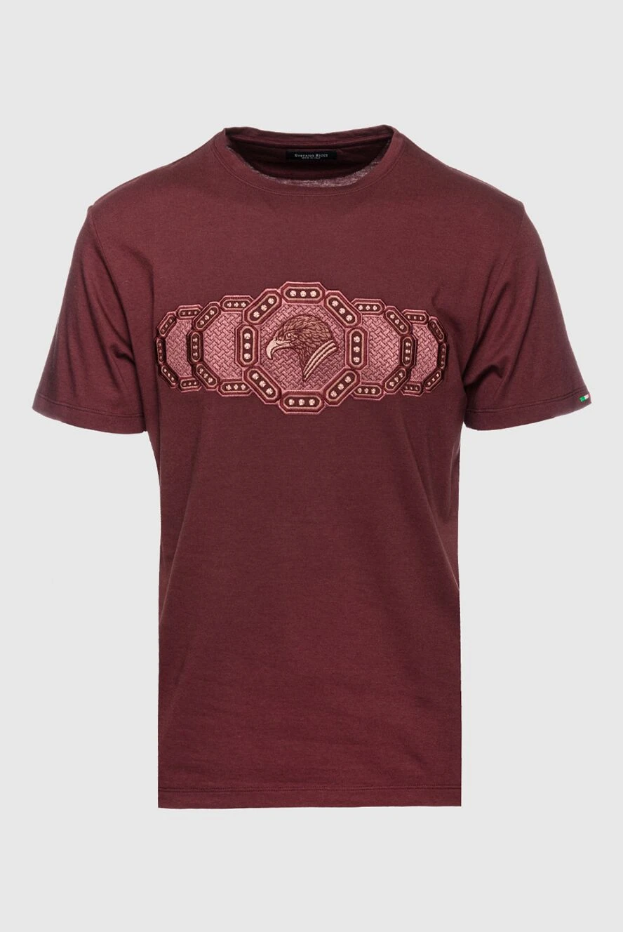 Stefano Ricci brown cotton and modal t-shirt with a decorative chain and embossed logo 157702 - photo 1