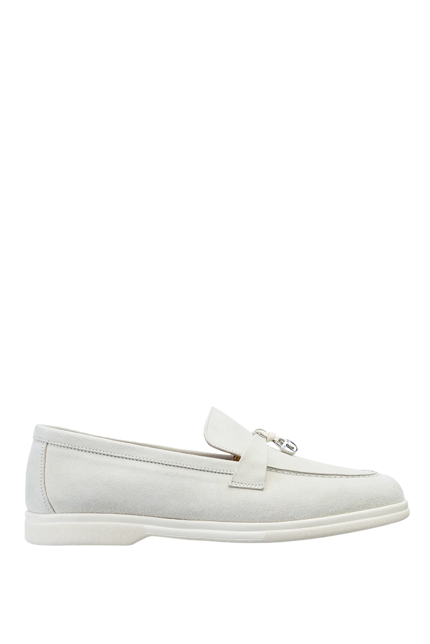 Cesare di Napoli woman white suede loafers for women купить с ценами и фото 157732 - photo 1