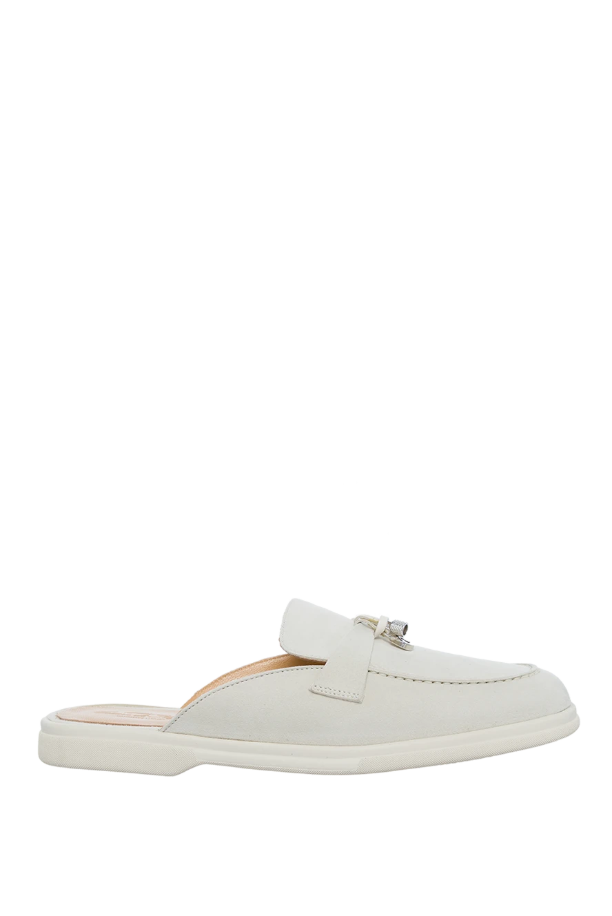 Cesare di Napoli woman white suede mules for women купить с ценами и фото 157880 - photo 1