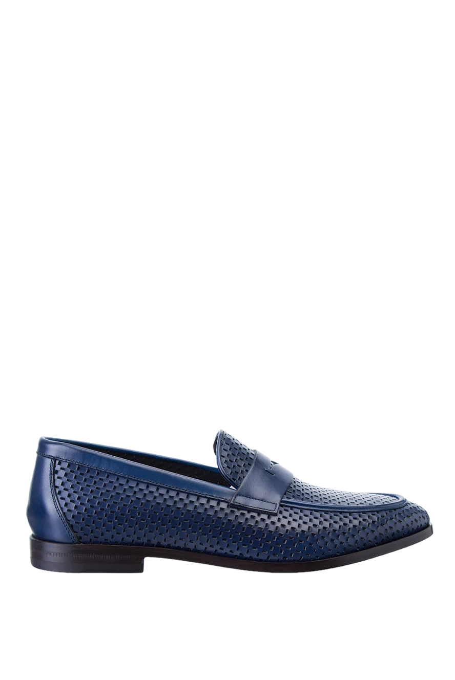 Roberto Morelli man blue leather loafers for men купить с ценами и фото 157883 - photo 1