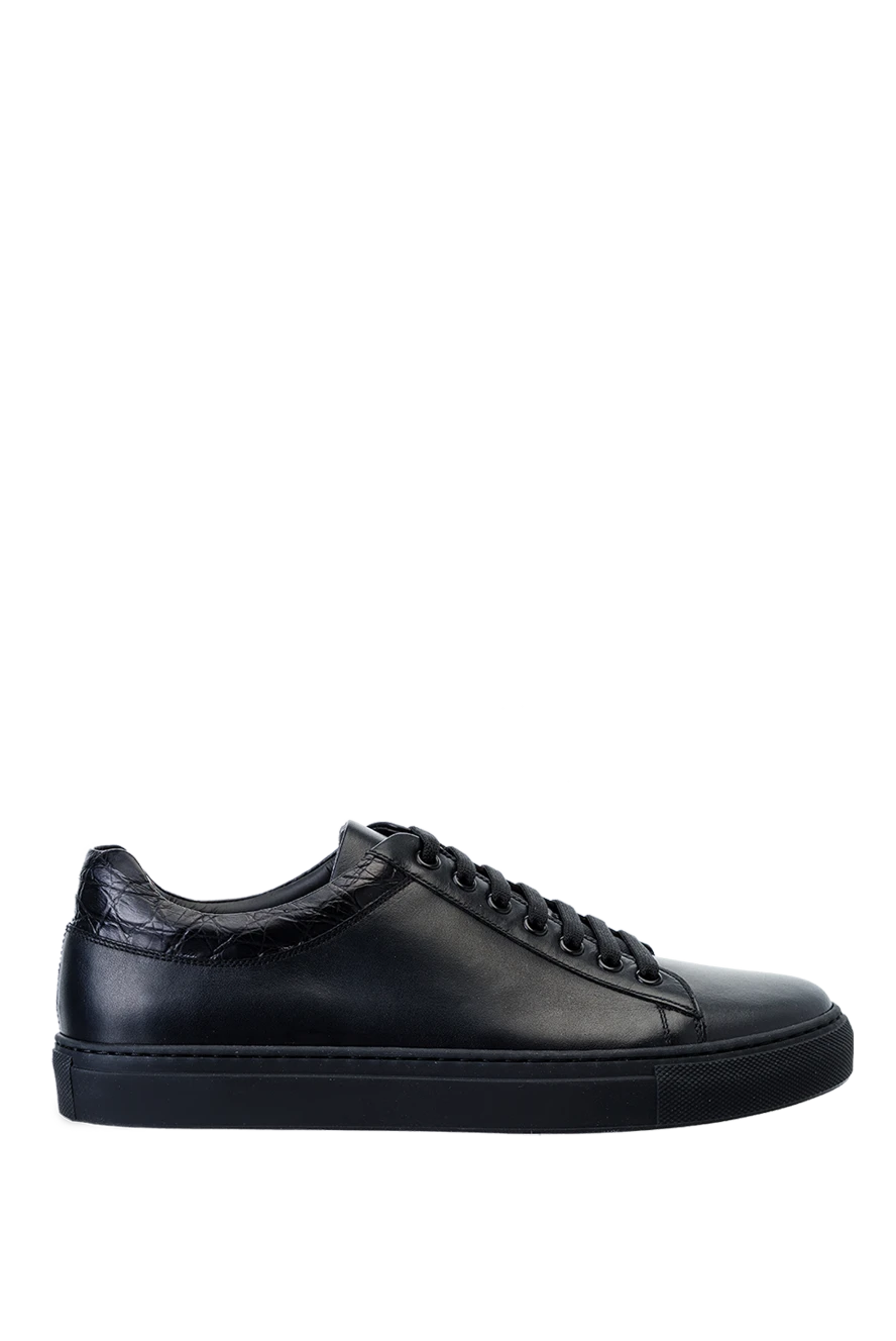 Bontoni сникеры чёрные кожаные с крокодиловым задником черные
157910 - фото 1