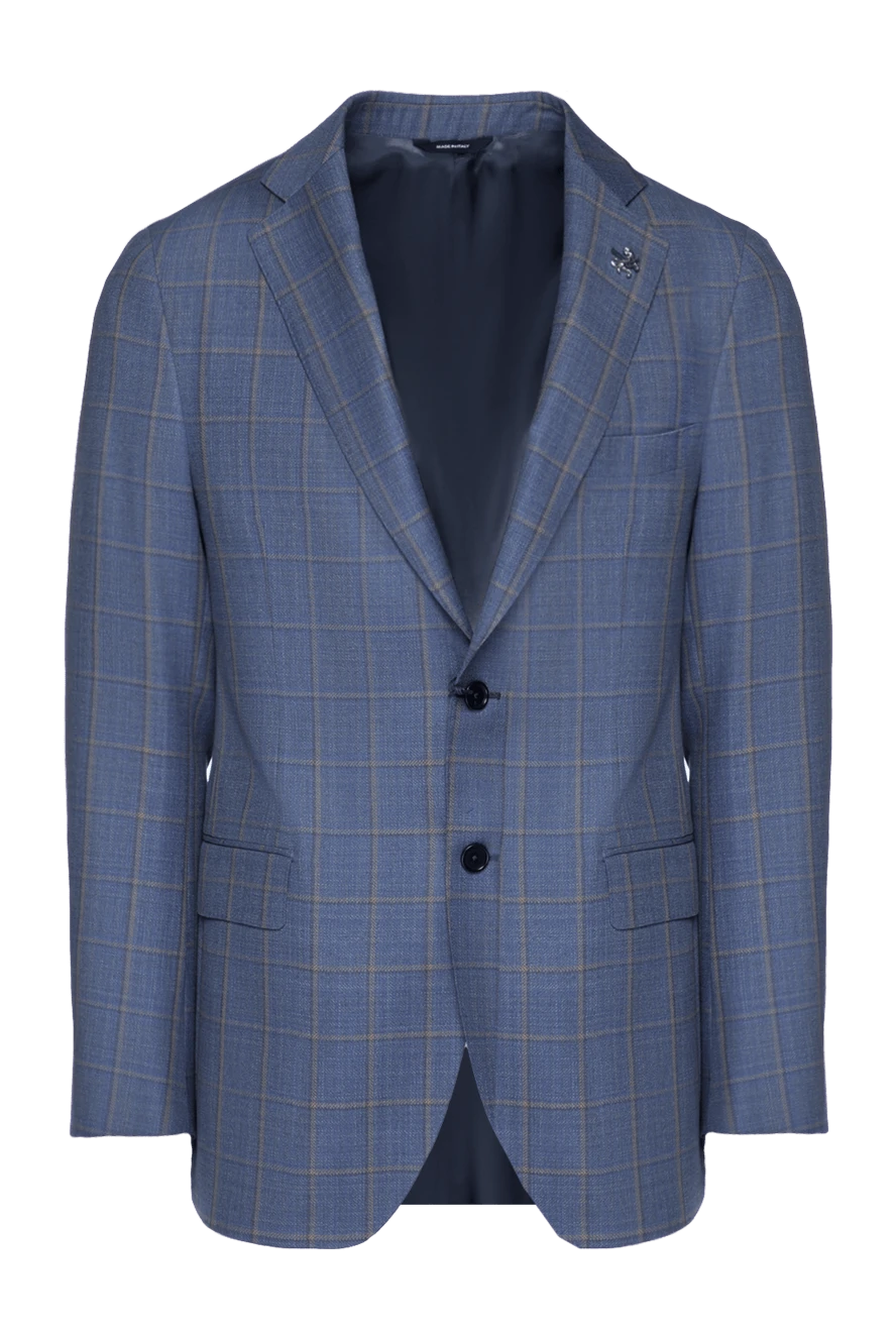 Tombolini men's jacket with an expressive checkered pattern in blue 157928 - photo 1