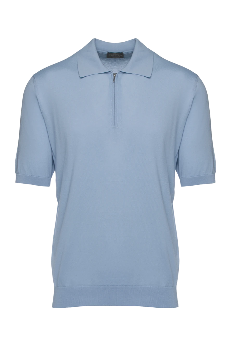 Cesare di Napoli man blue cotton polo for men купить с ценами и фото 158088 - photo 1